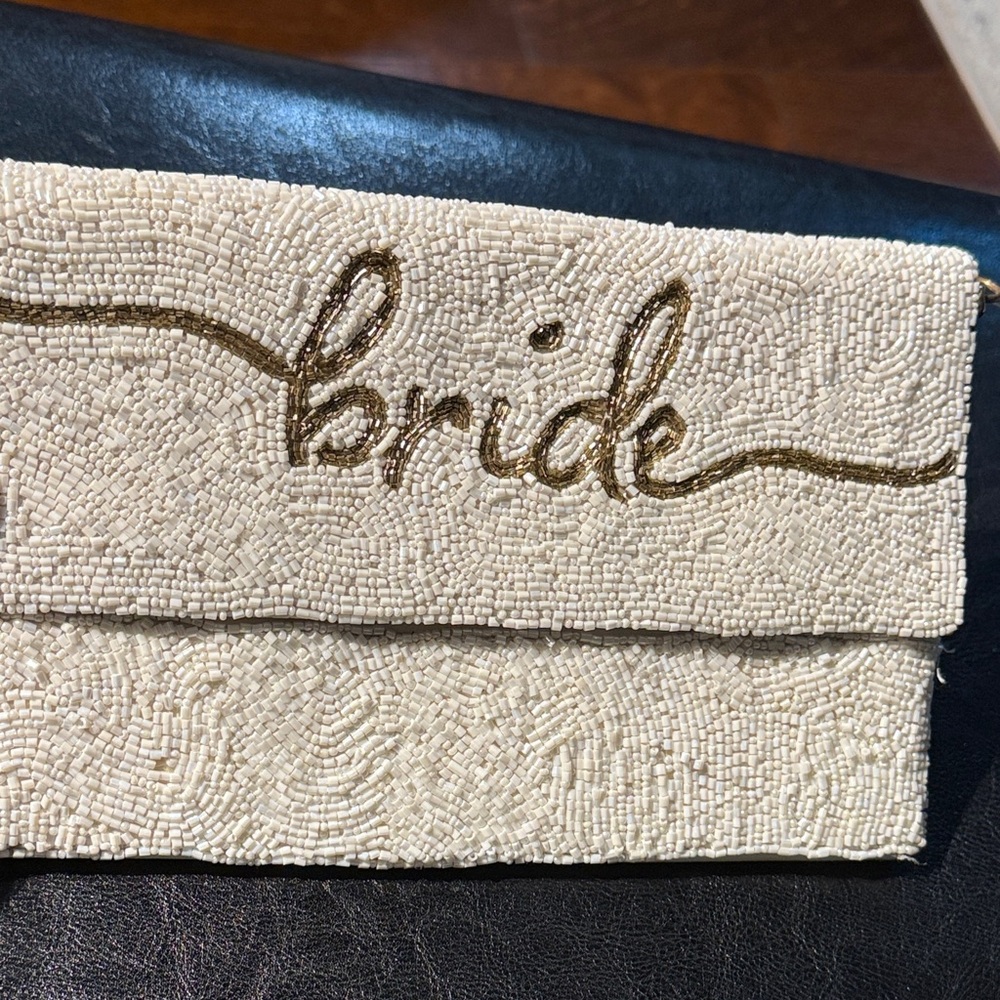 Ivory Beaded Bride Clutch